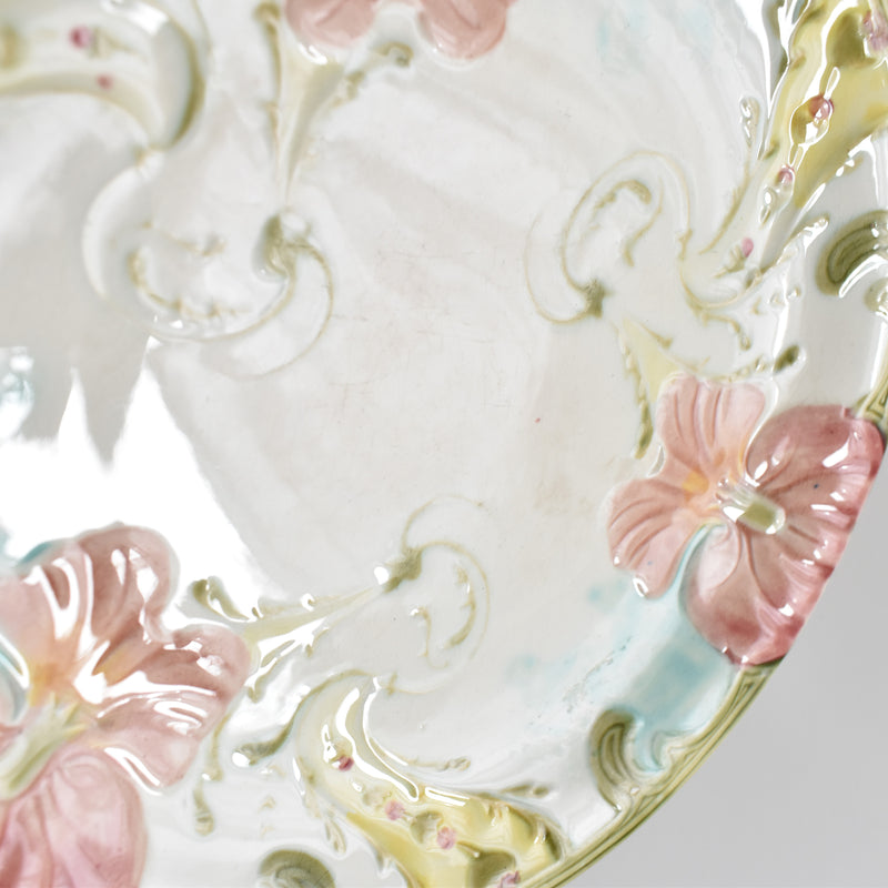 Antique Dessert Plate, Lunéville Barbotine Pensée A