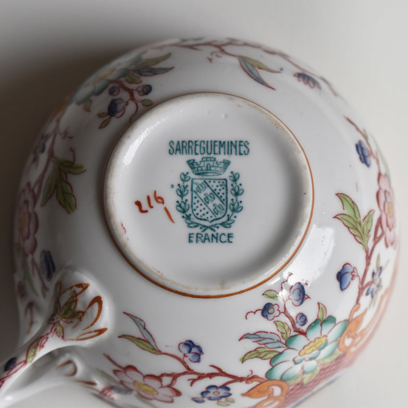 Antique teacup and saucer, Sarreguemines Minton 216 A