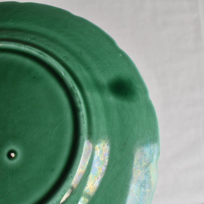 Antique Dessert Plate, Sarreguemines, Barbotine, Vigne Verte D