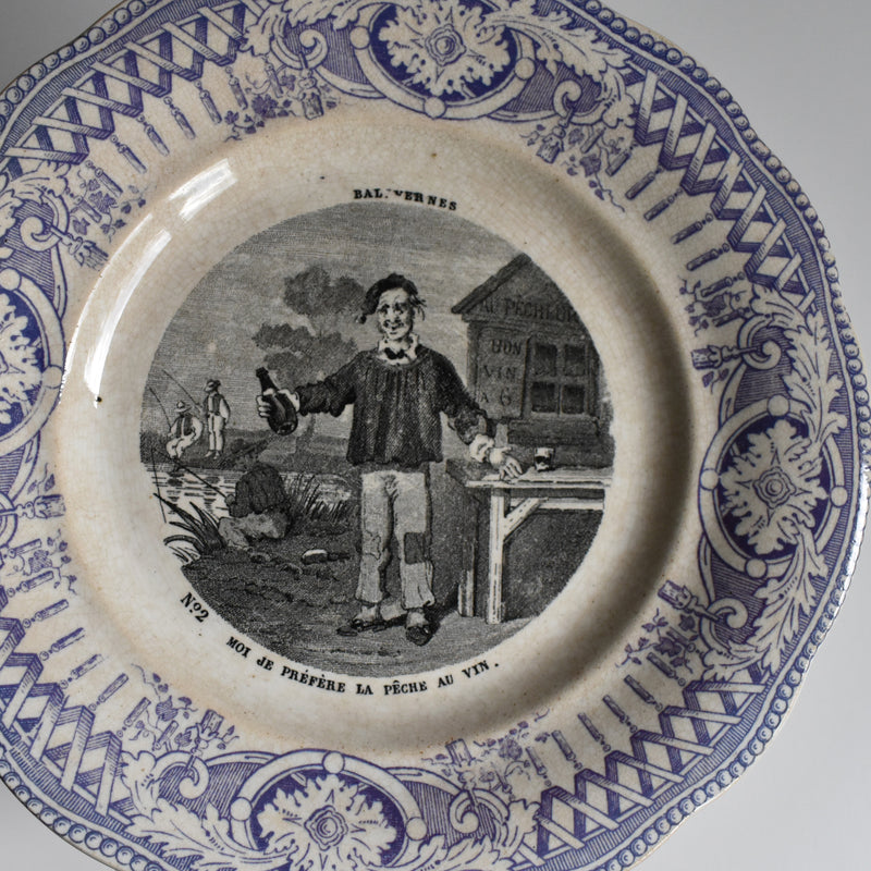 Antique dessert plate, Creil et Montereau, Balivernes N2