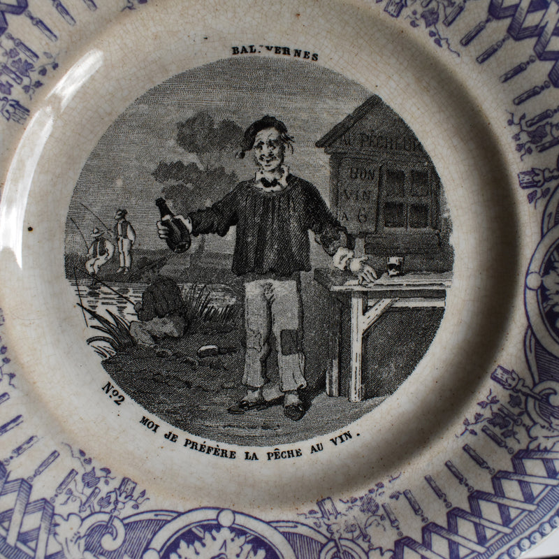Antique dessert plate, Creil et Montereau, Balivernes N2