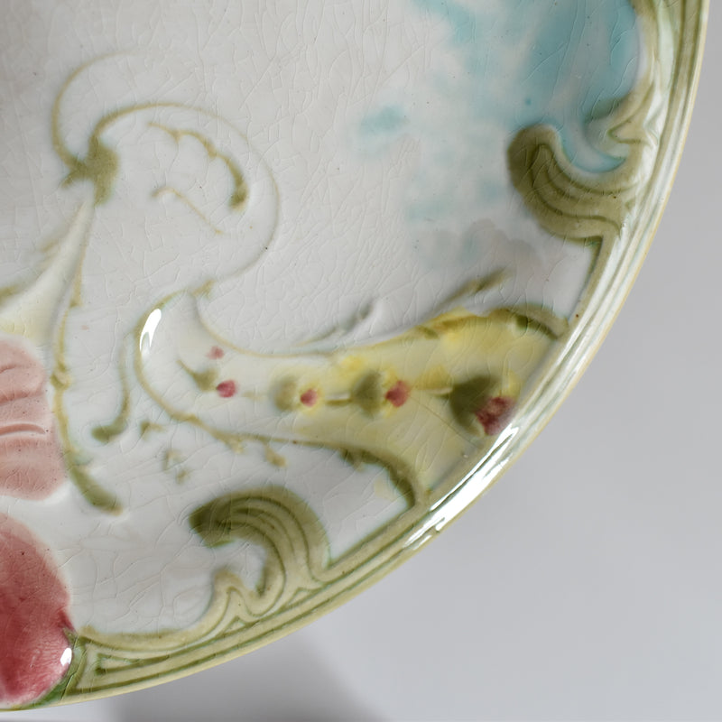 Antique Dessert Plate, Lunéville Barbotine Pensée A