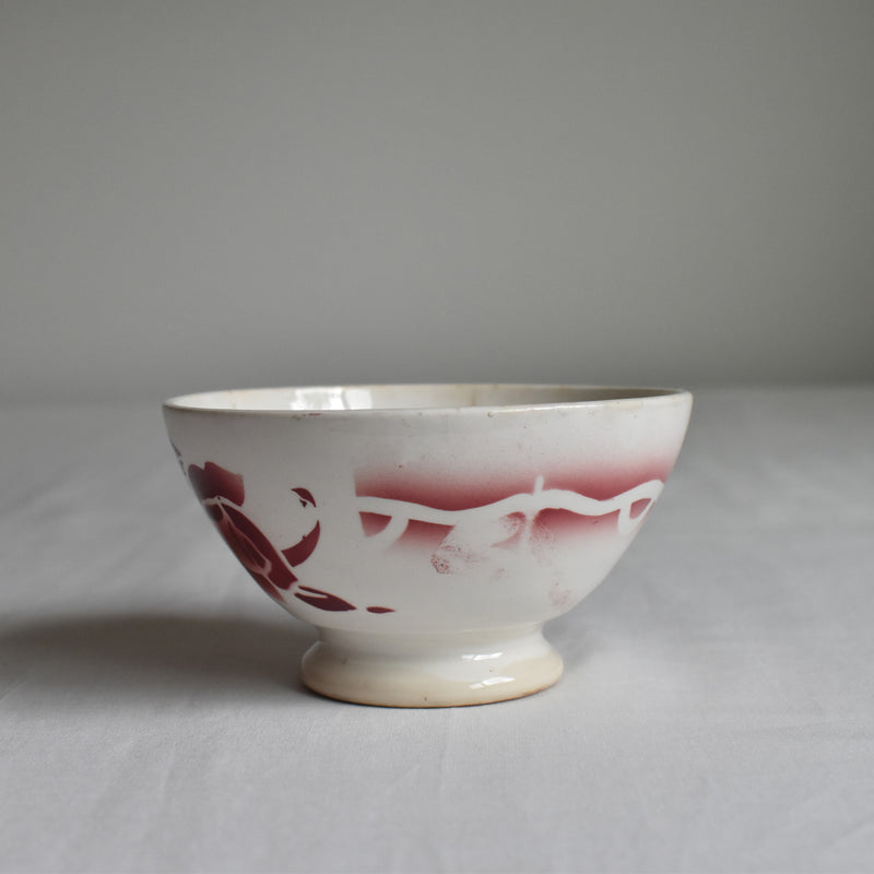 Vintage Cafe au Lait Bowl Digoin & Sarreguemines Fleur Rouge B