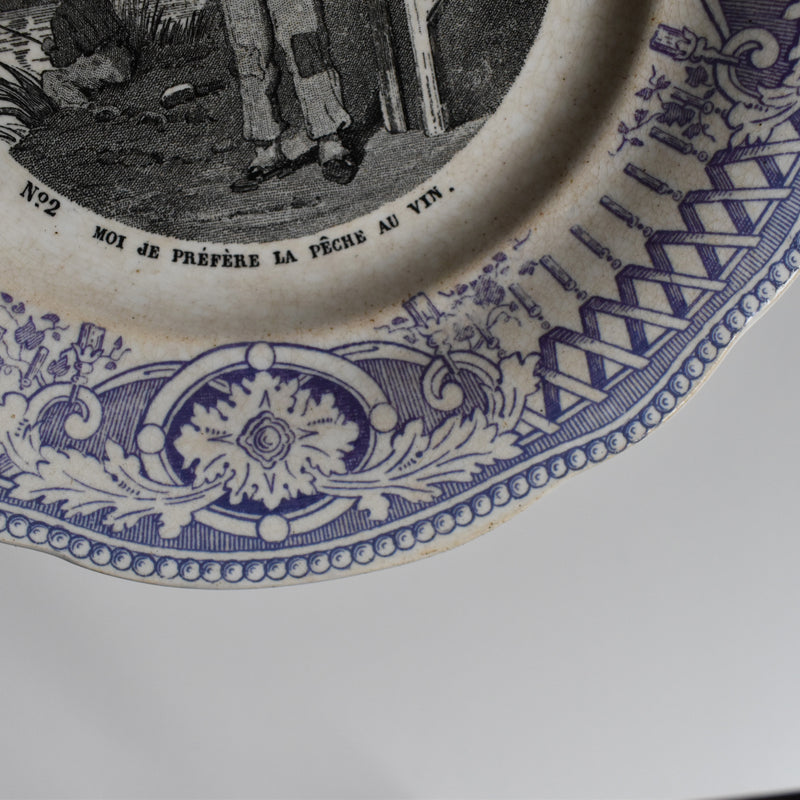 Antique dessert plate, Creil et Montereau, Balivernes N2