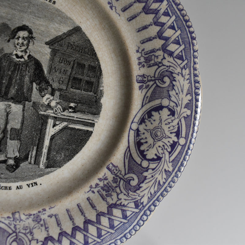 Antique dessert plate, Creil et Montereau, Balivernes N2