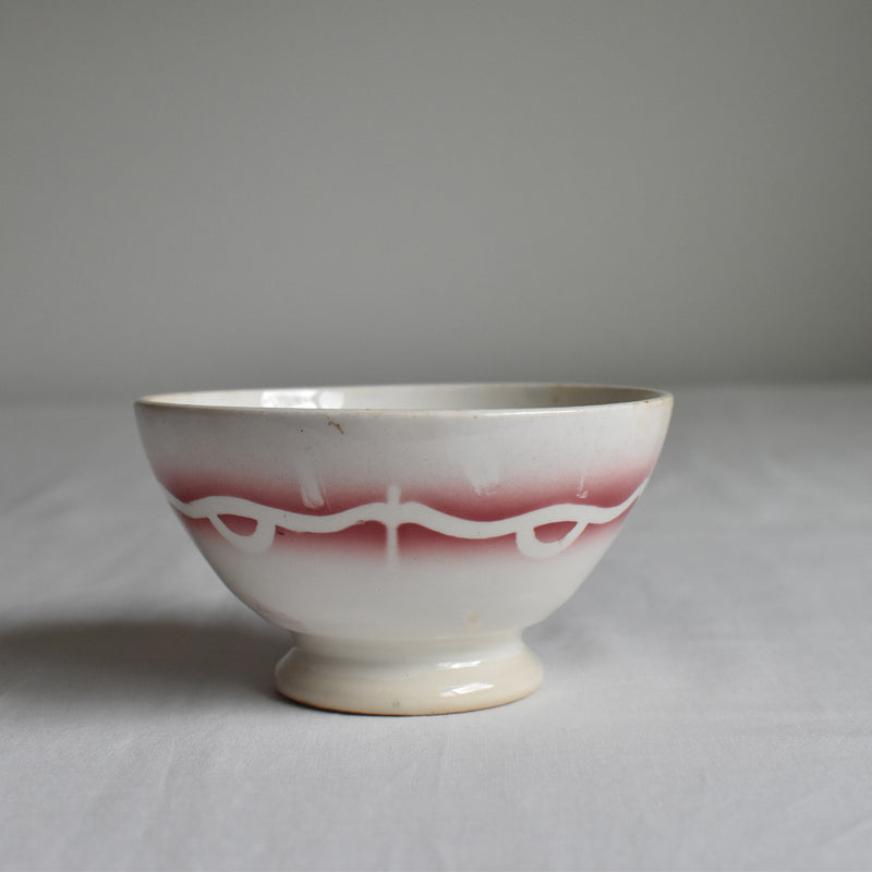 Vintage Cafe au Lait Bowl Digoin & Sarreguemines Fleur Rouge B