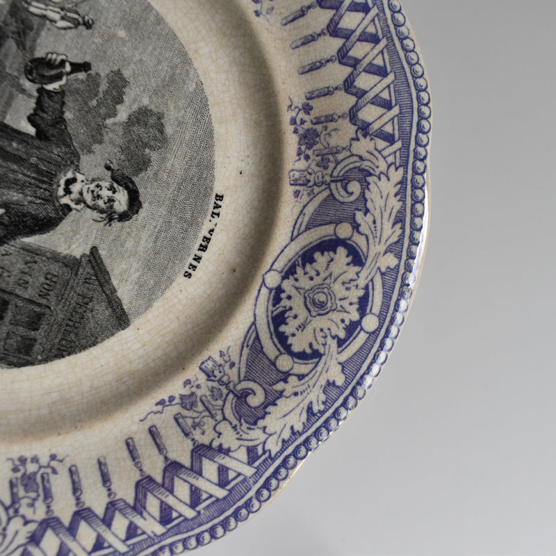 Antique dessert plate, Creil et Montereau, Balivernes N2