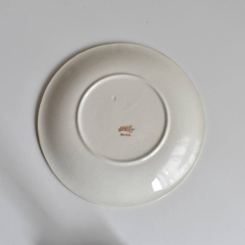 Antique dessert plate Lunéville Barbotine Pensée B