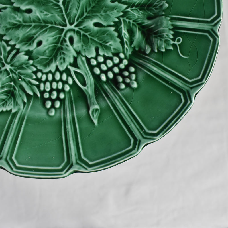 Antique Dessert Plate, Sarreguemines, Barbotine, Vigne Verte D