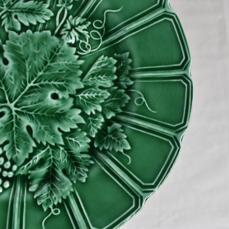 Antique Dessert Plate, Sarreguemines, Barbotine, Vigne Verte D