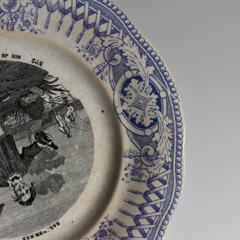 Antique dessert plate, Creil et Montereau, Balivernes N2
