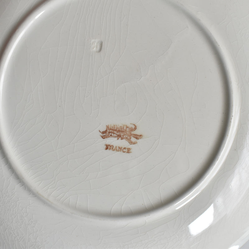 Antique dessert plate Lunéville Barbotine Pensée B