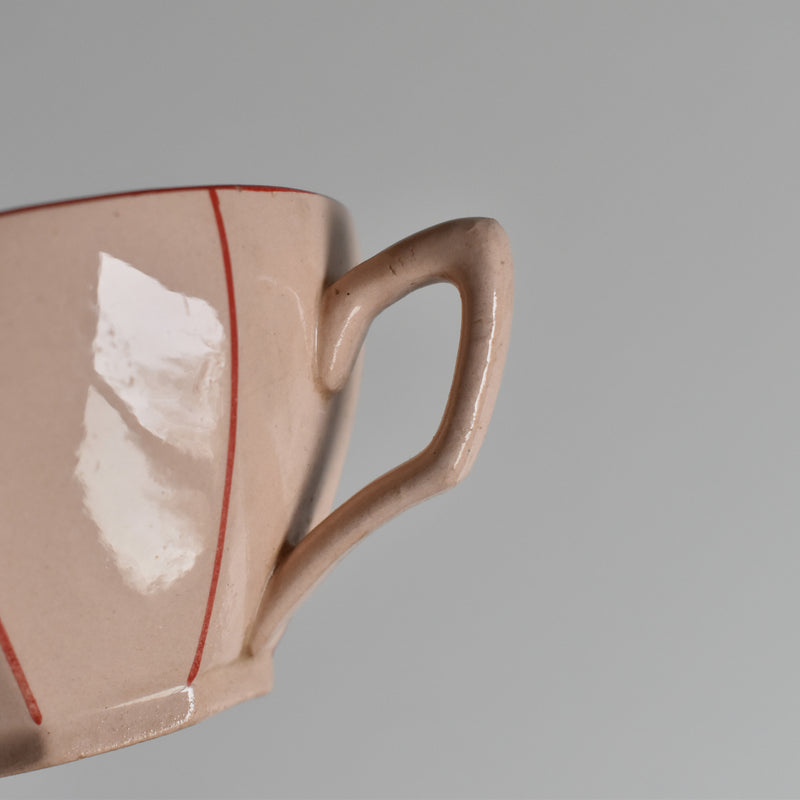 Vintage Coffee Cup Digoin & Sarreguemines Octogonal Red C