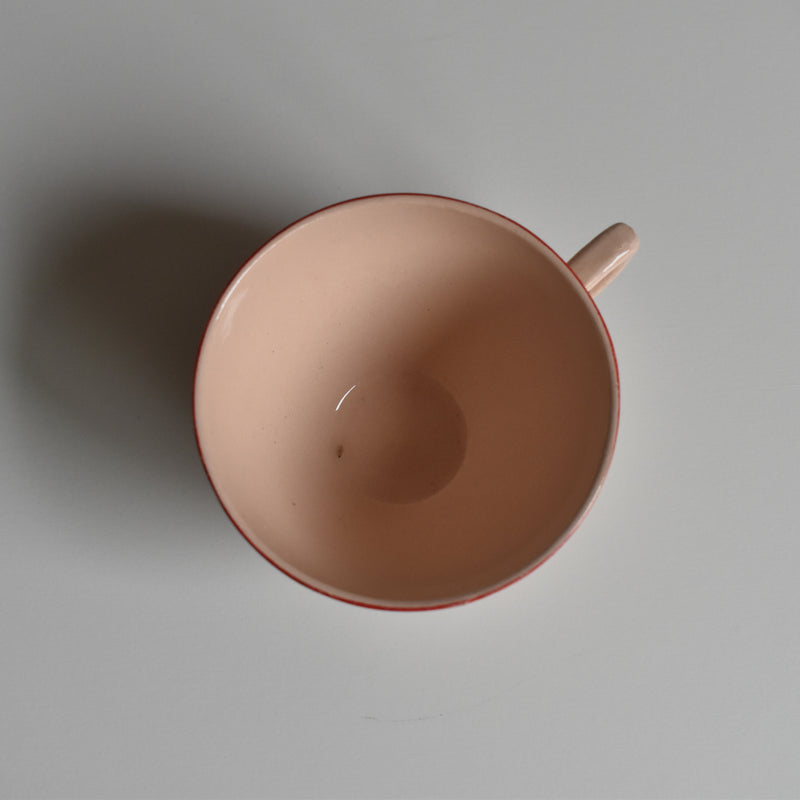 Vintage Coffee Cup Digoin & Sarreguemines Octogonal Red D