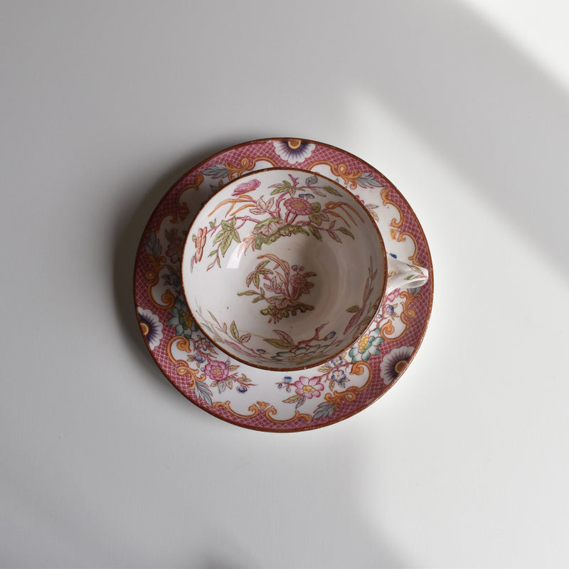 Antique Teacup & Saucer Sarreguemines Minton 216 B