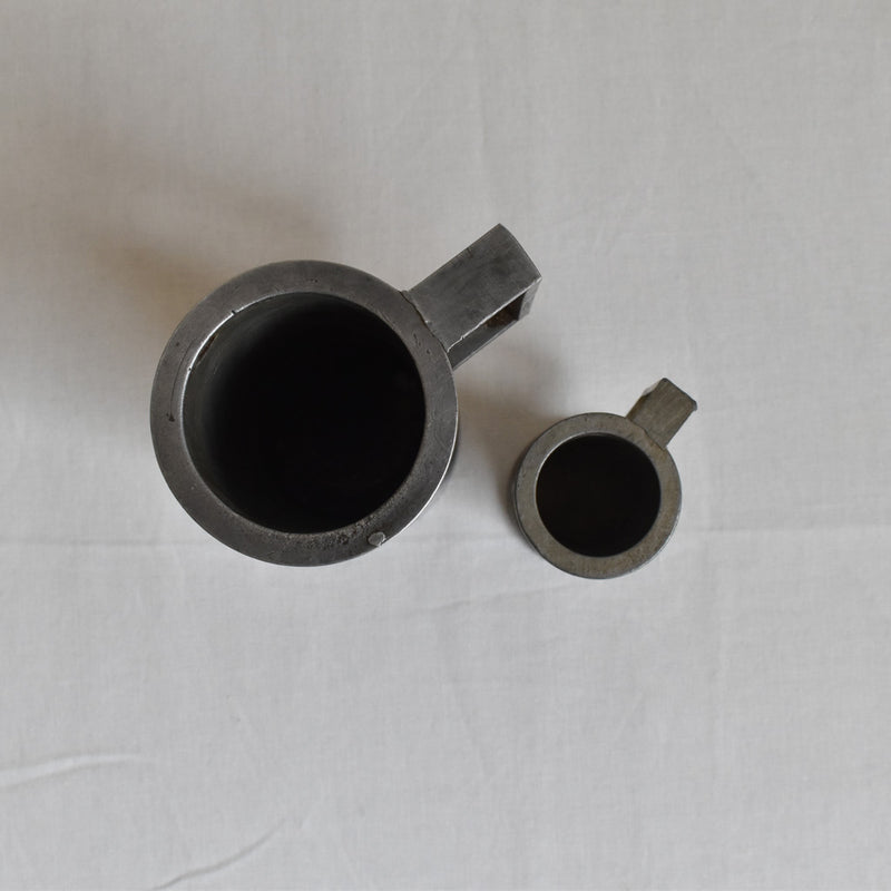 Vintage Pewter Measuring Cups JR Set of 2
