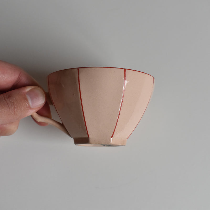 Vintage Coffee Cup Digoin & Sarreguemines Octogonal Red D