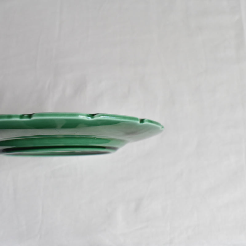 Antique Dessert Plate Sarreguemines Barbotine Green Vine E