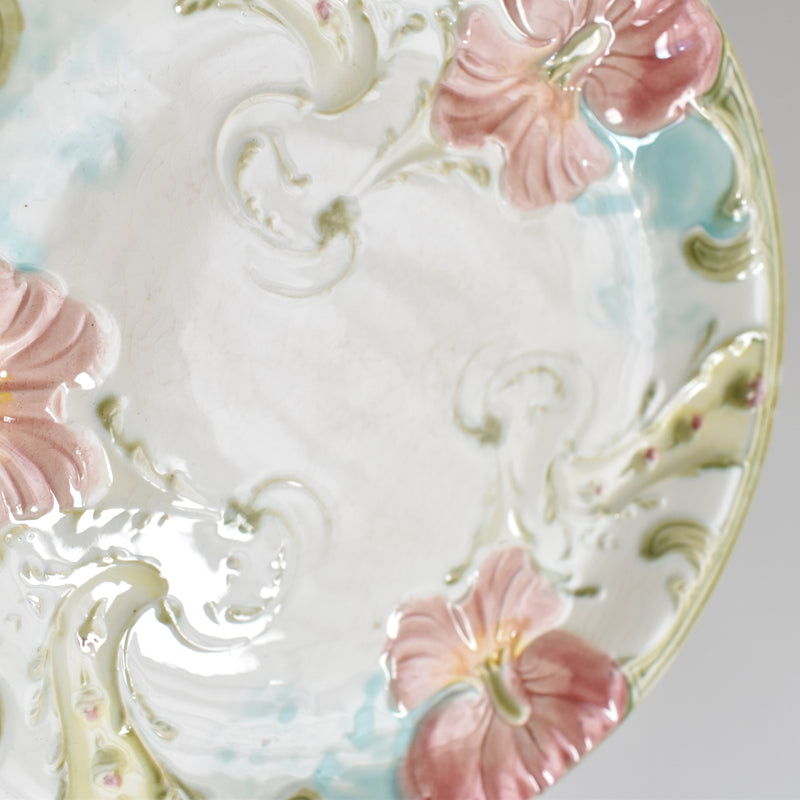 Antique dessert plate Lunéville Barbotine Pensée B