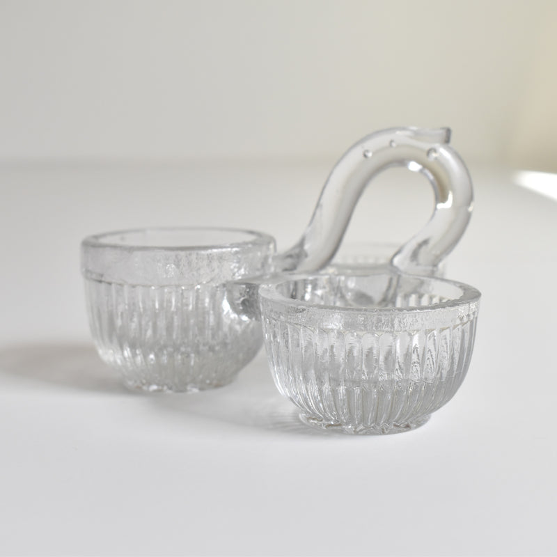 Vintage Glass Salt & Pepper Triple