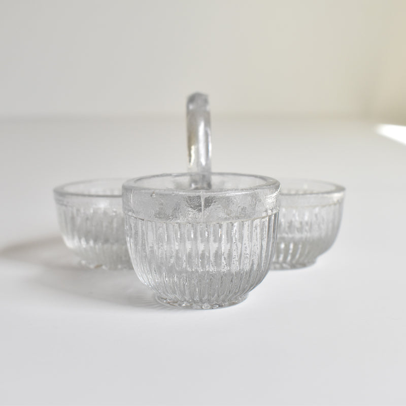 Vintage Glass Salt & Pepper Triple