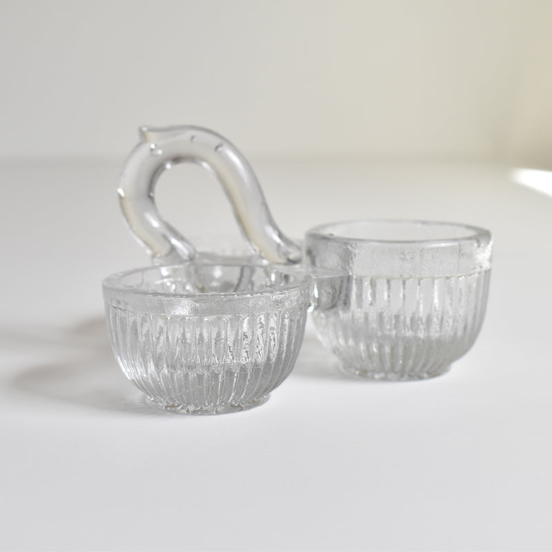 Vintage Glass Salt & Pepper Triple