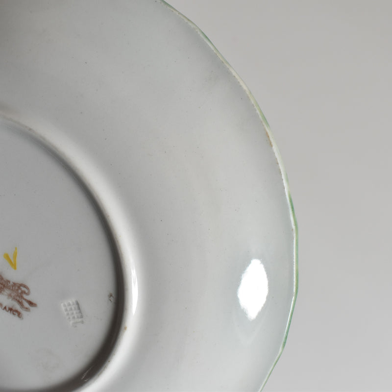 Antique dessert plate Lunéville Barbotine Poppies A