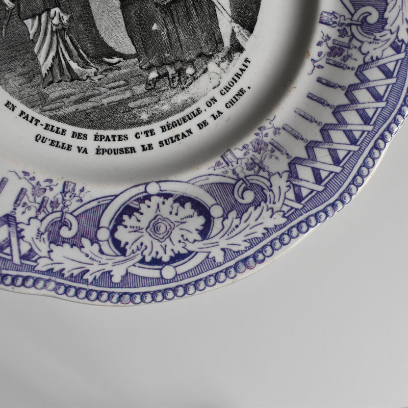 Antique dessert plate, Creil et Montereau, "Balivernes" N6