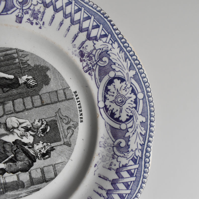 Antique dessert plate, Creil et Montereau, "Balivernes" N6