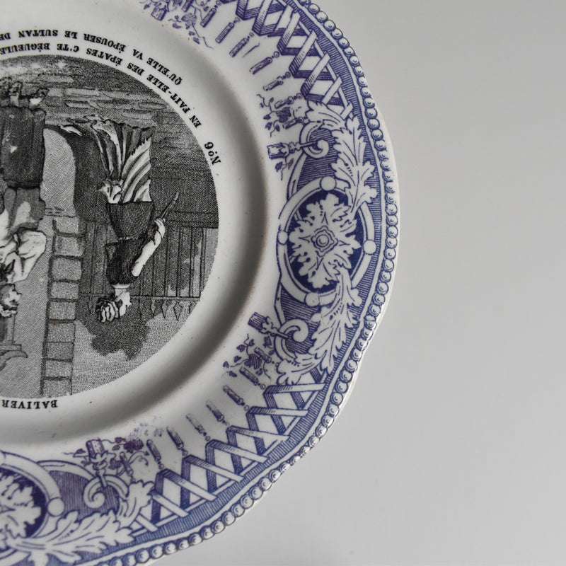 Antique dessert plate, Creil et Montereau, "Balivernes" N6