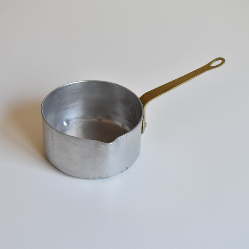 Vintage Aluminum Milk Pan with Brass Handle