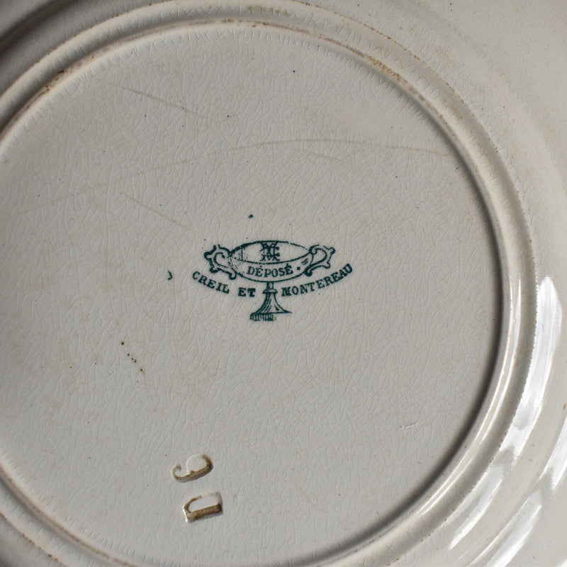 Antique dessert plate, Creil et Montereau, Balivernes N12