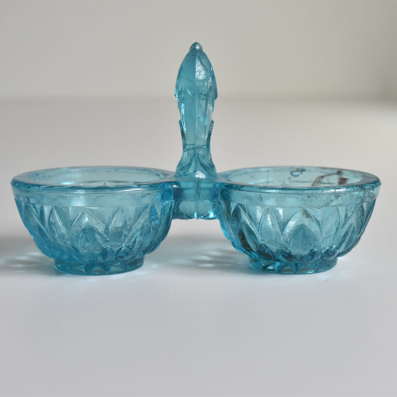 Vintage Glass Salt & Pepper Shakers - Blue