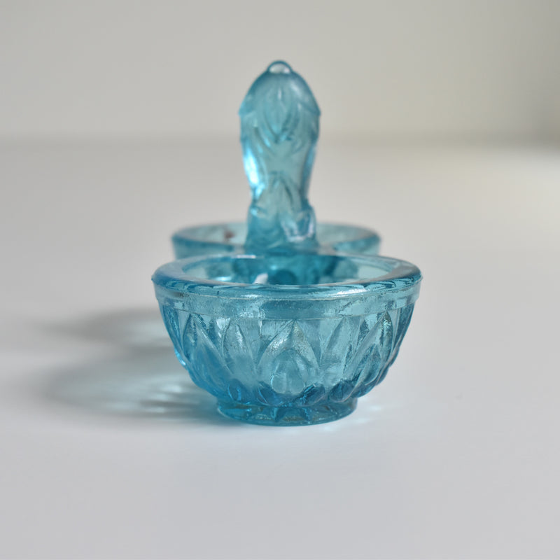 Vintage Glass Salt & Pepper Shakers - Blue