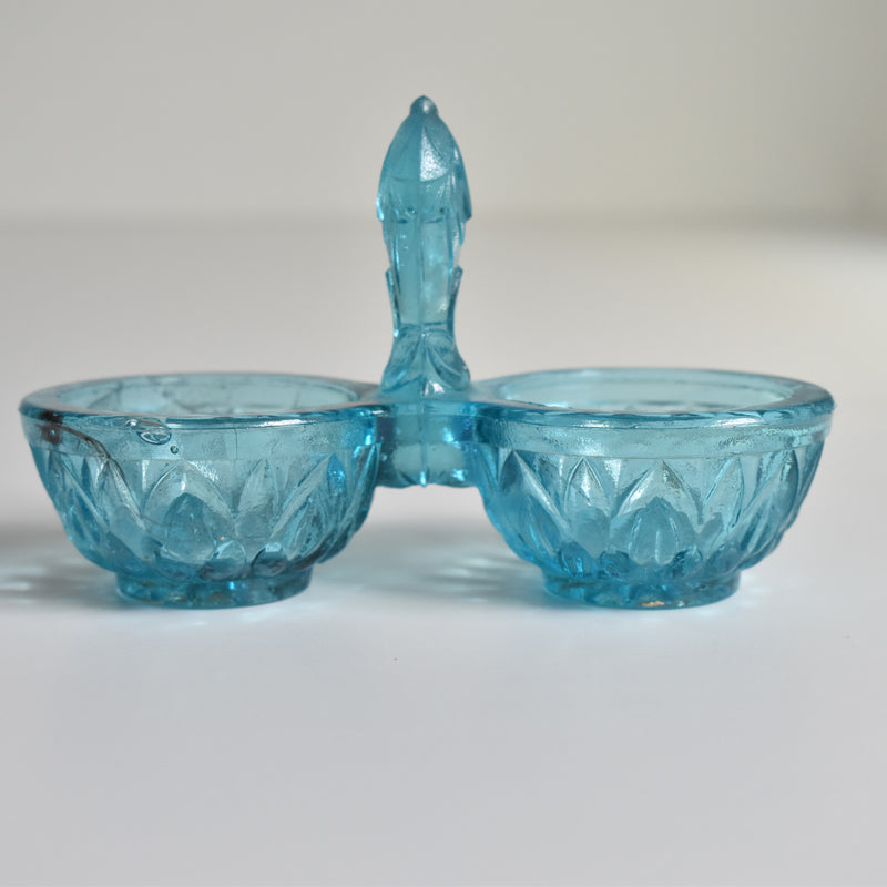 Vintage Glass Salt & Pepper Shakers - Blue