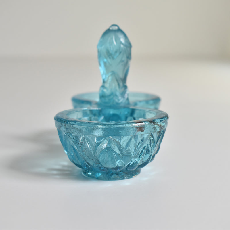 Vintage Glass Salt & Pepper Shakers - Blue