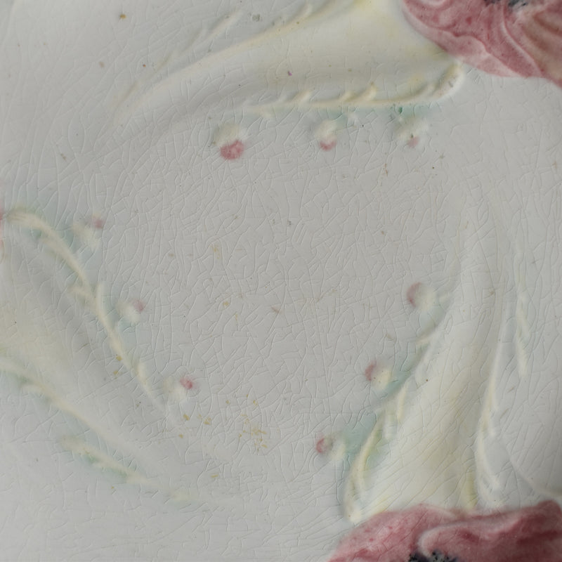 Antique Dessert Plate, Lunéville Barbotine Coquelicots B
