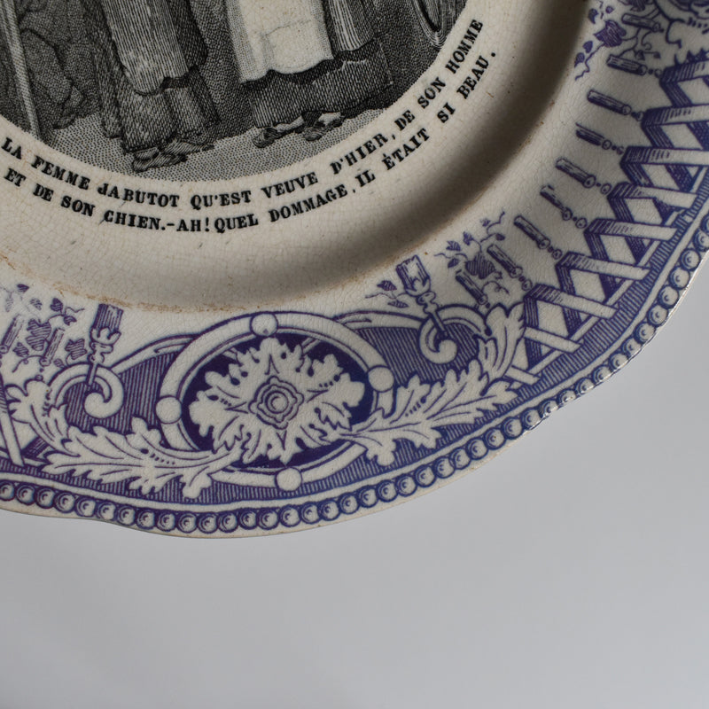 Antique dessert plate, Creil et Montereau, Balivernes N12