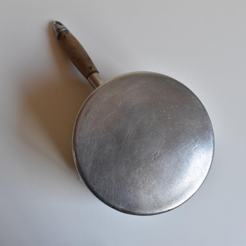 Vintage Aluminum Milk Pan with Wooden Handle