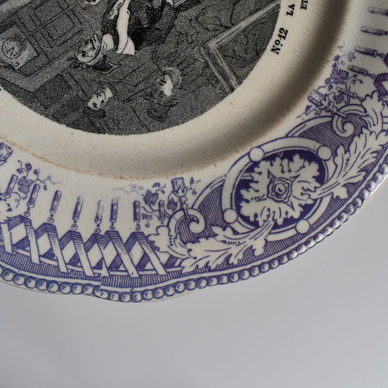 Antique dessert plate, Creil et Montereau, Balivernes N12