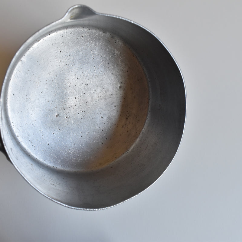Vintage Aluminum Milk Pan with Wooden Handle