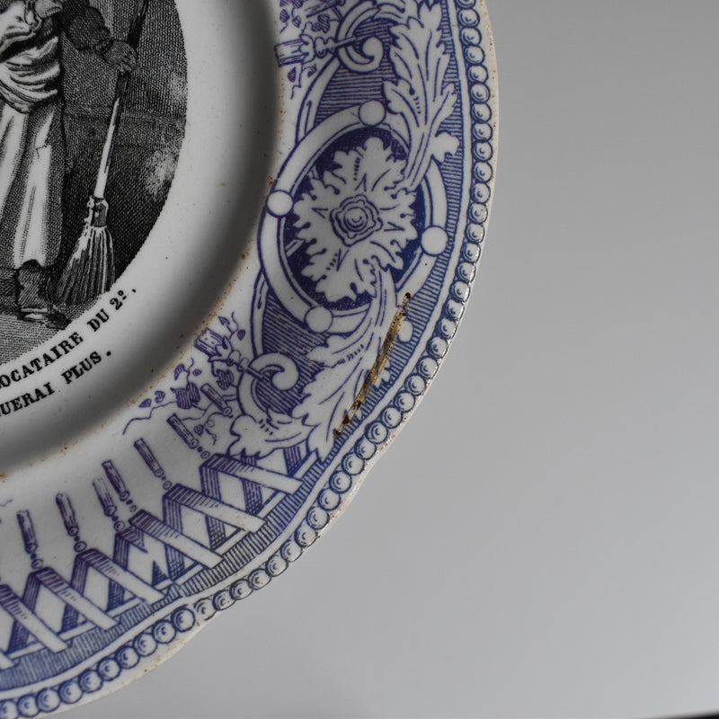 Antique dessert plate, Creil et Montereau, Balivernes N4
