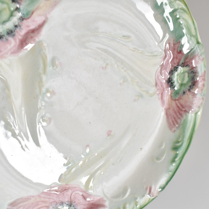 Antique Dessert Plate, Lunéville Barbotine Coquelicots B