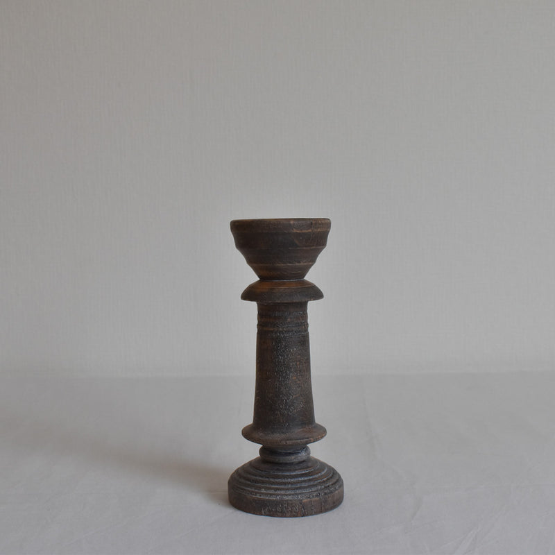 Vintage Wood Candle Holder A
