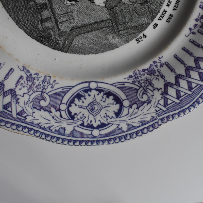 Antique dessert plate, Creil et Montereau, Balivernes N4