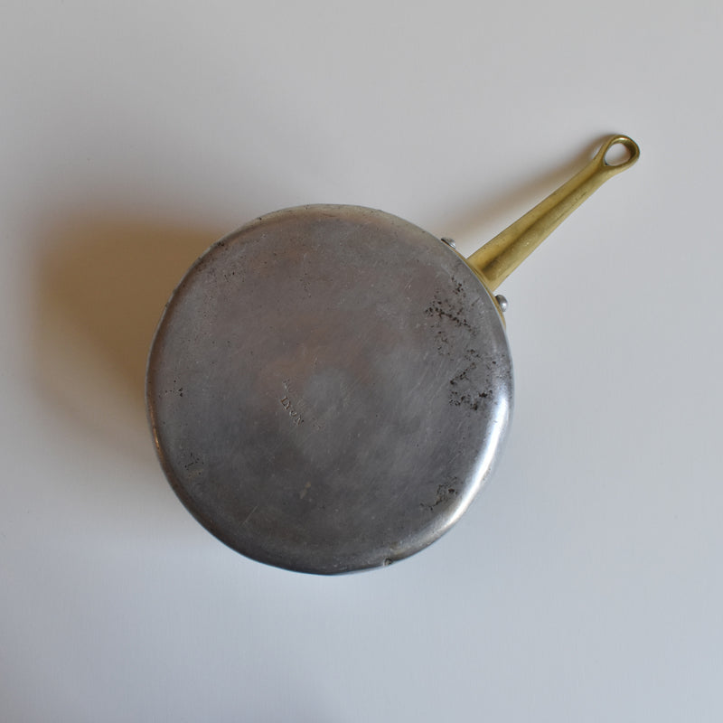 Vintage Aluminum Milk Pan with Brass Handle