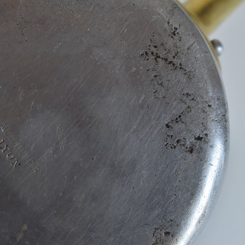 Vintage Aluminum Milk Pan with Brass Handle