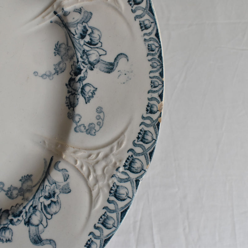 Antique plate, Longwy, Muguet (Lily of the Valley) F