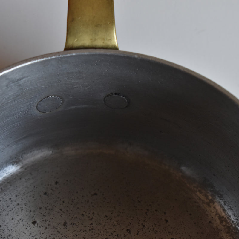 Vintage Aluminum Milk Pan with Brass Handle