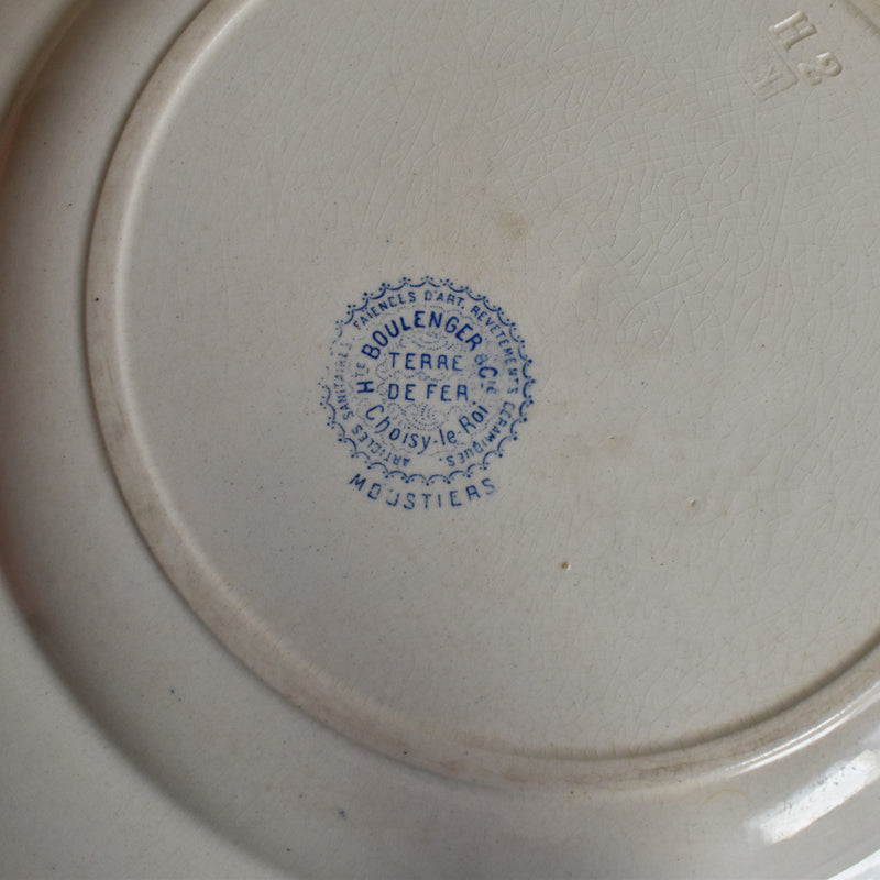 Antique large round plate HBC (choisy) Moustiers